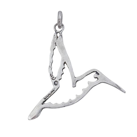 Vintage Sterling Silver 925 | Hummingbird Outline Pendant - Picture 4 of 8